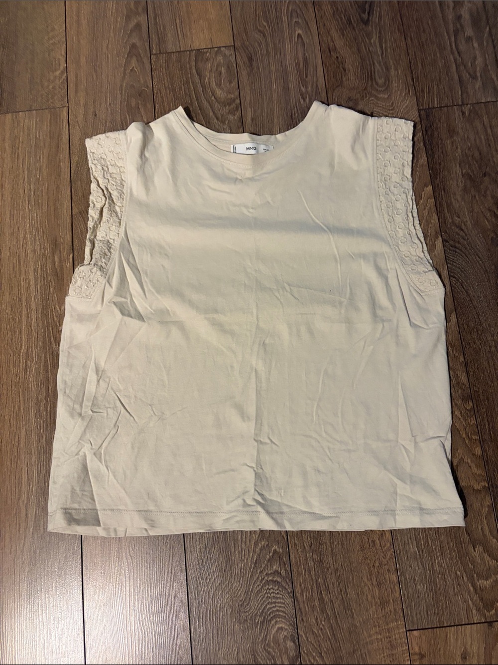 Mango Lace-Trim Ivory Tank Top